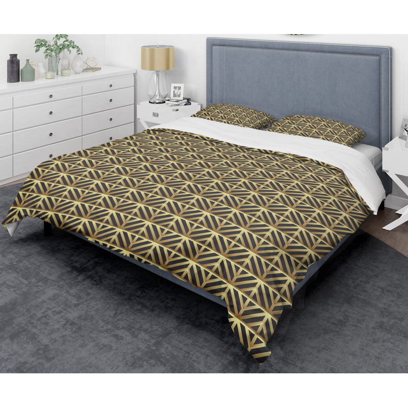 Modern & Contemporary Polyester Twill Geometric Shapes Duvet Cover, Full/Queen Duvet Cover + 2 Shams