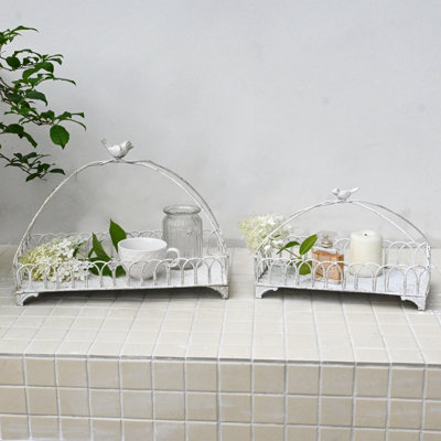Decorative Trays Set of 2,  Vinatge Tray for Tabletop Decoration and Organization