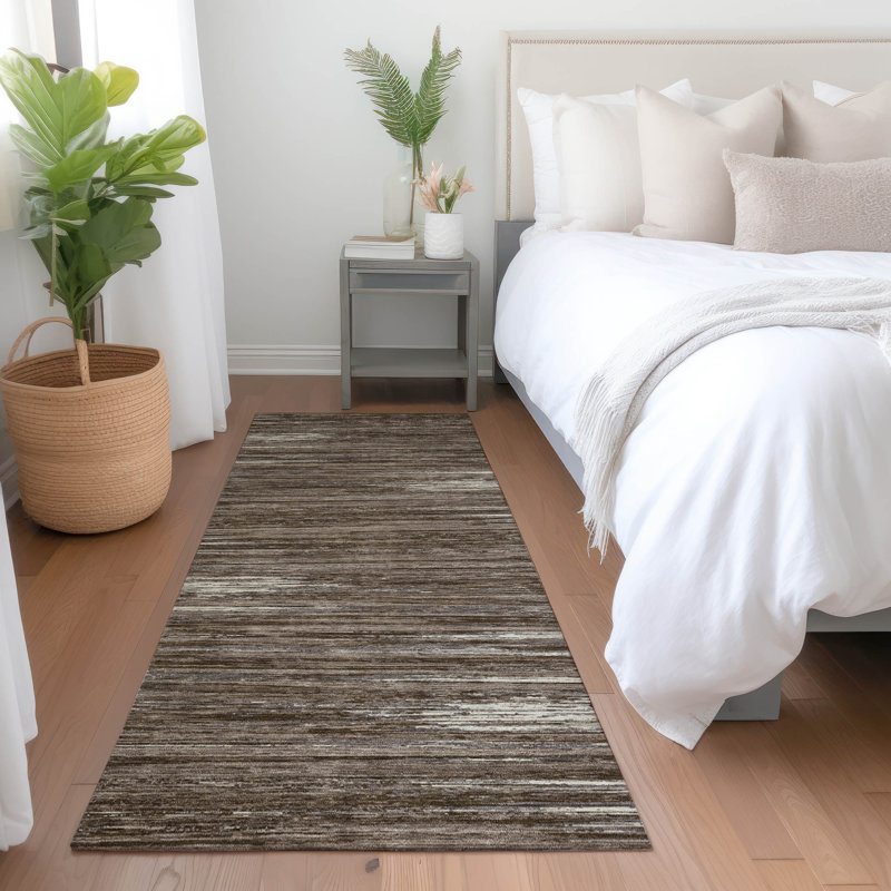 Premium Machine Washable Prisco Brown Rug, Runner 2'3" x 7'6"