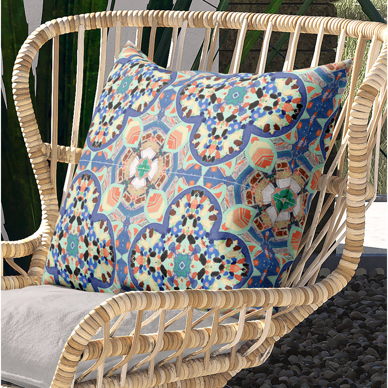 Housse de coussin carré et insert, 18" x 18", Bleu / Mauve / Pêche