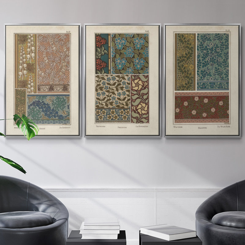 Nouveau décoratif VI 3 pièces, Argent, H 40 po x l 78 po