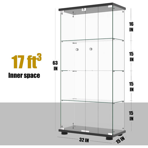 Wrought Studio Domineque Glass Display Cabinet, Curio Cabinet & Reviews ...