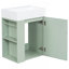 Meuble-lavabo de 20 po avec lavabo en céramique, porte à motif de losanges, poignées dorées et tablettes de rangement latérales - petit cabinet moderne avec barre à serviettes, fabrication en panneau de fibres à densité moyenne, assemblage requis-1986144470