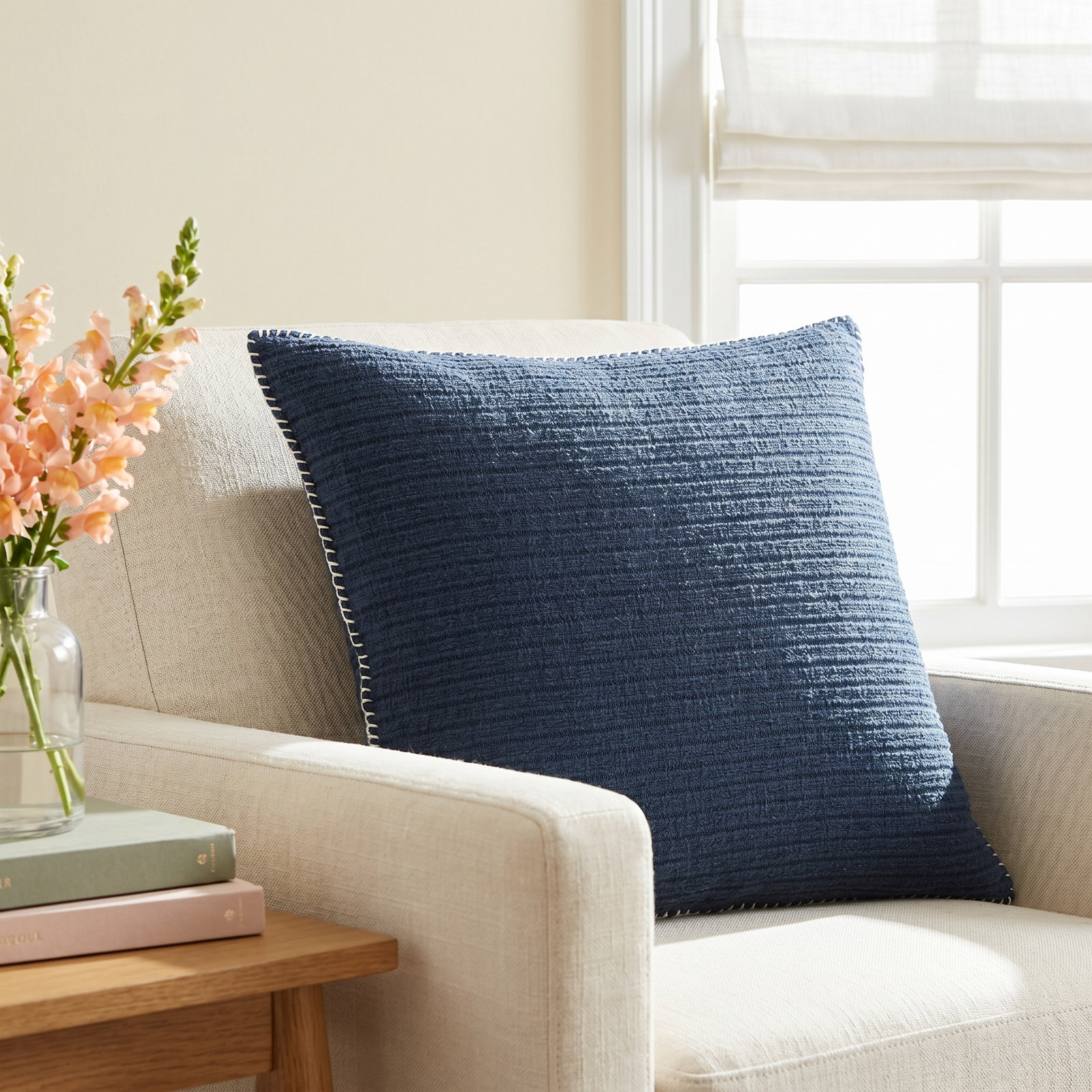 Cotton Throw Pillow, Navy