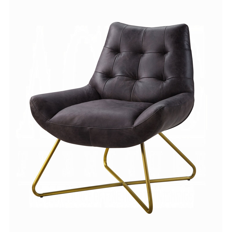 Chaise d'appoint en cuir fleur 31 po