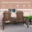 Banc de patio en bois 2 places Adirondack avec table d'appoint, fauteuil d'extérieur avec causeuse pour terrasse de jardin, finition carbonisée