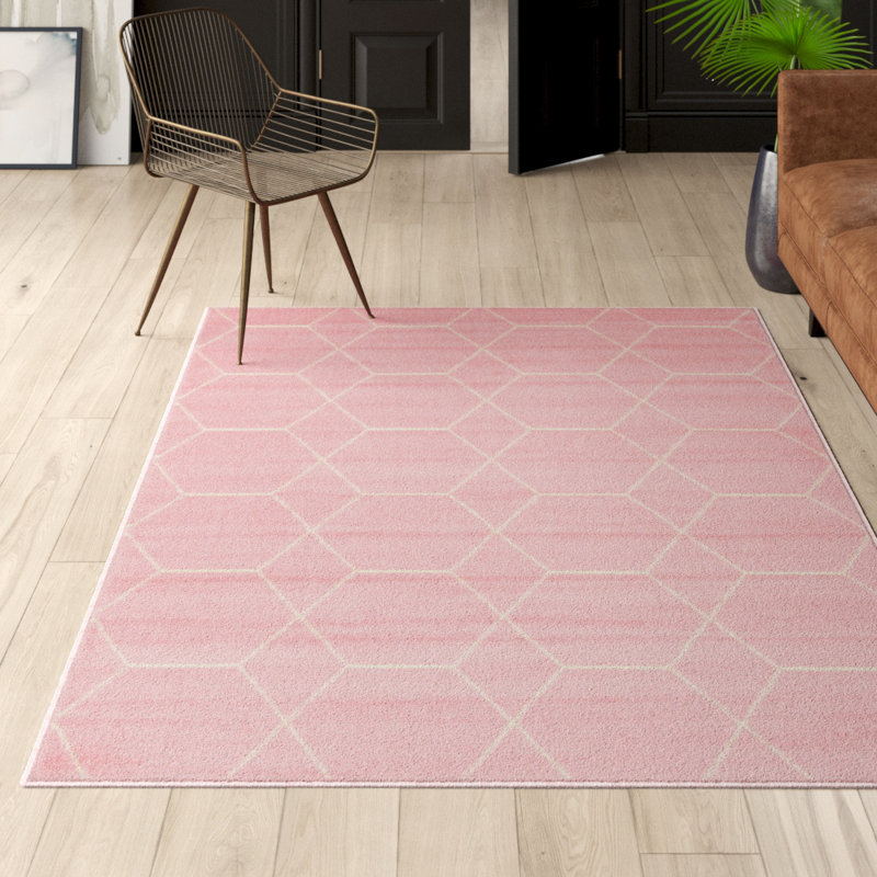 Tapis géométrique Debrodie, Rectangle 3 pi 1 po x 5 pi 3 po, Pink