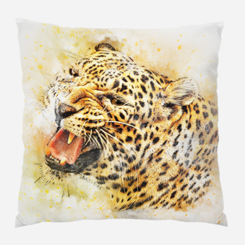 Coussin en jeté leopard Amabilia, Microsuède, Intérieur