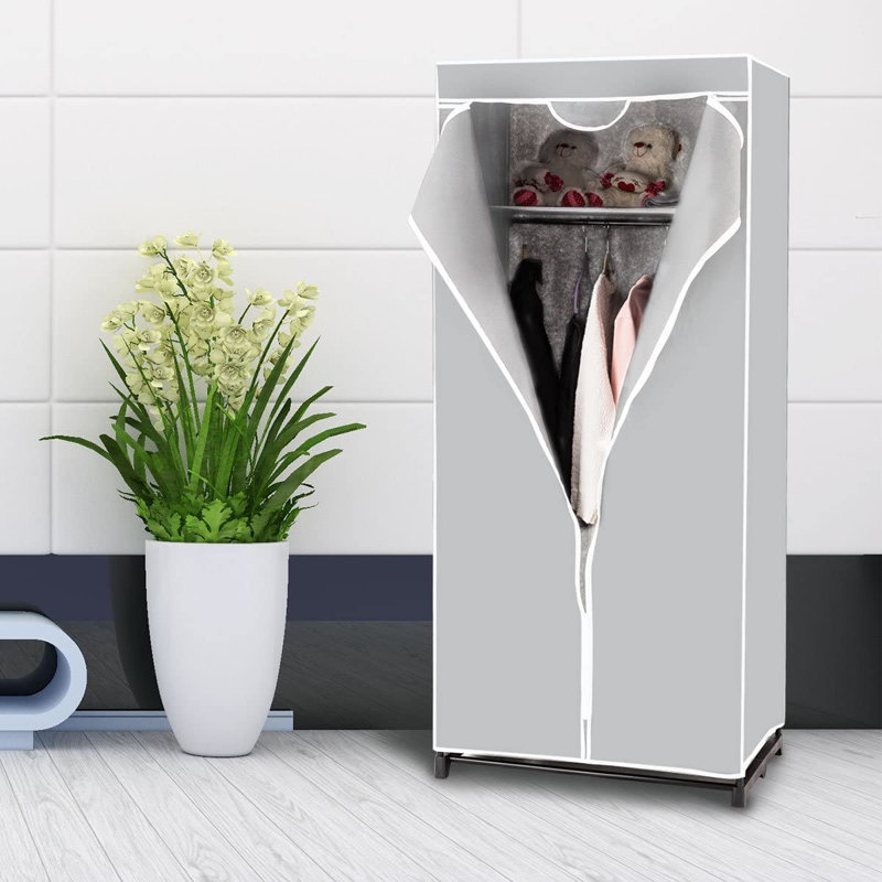 Twicken 50cm Rolling Portable Wardrobe, Grey
