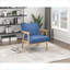 Chaise d'appoint rembourrée en tissu bleu marine, siège contemporain rembourré en bois d'hévéa massif pour salon chambre adultes