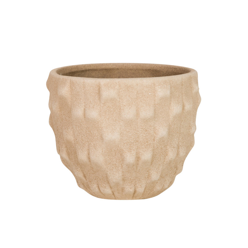 Ceramic Pot Planter, 18cm H x 20cm W x 20cm D, Brown