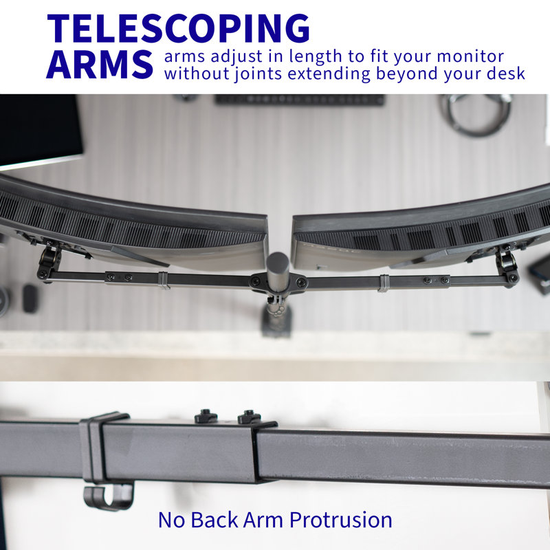 Vivo Extra Tall Telescoping Dual 27" to 38" Ultrawide Monitor Desk Mount, STAND-TS38C-T