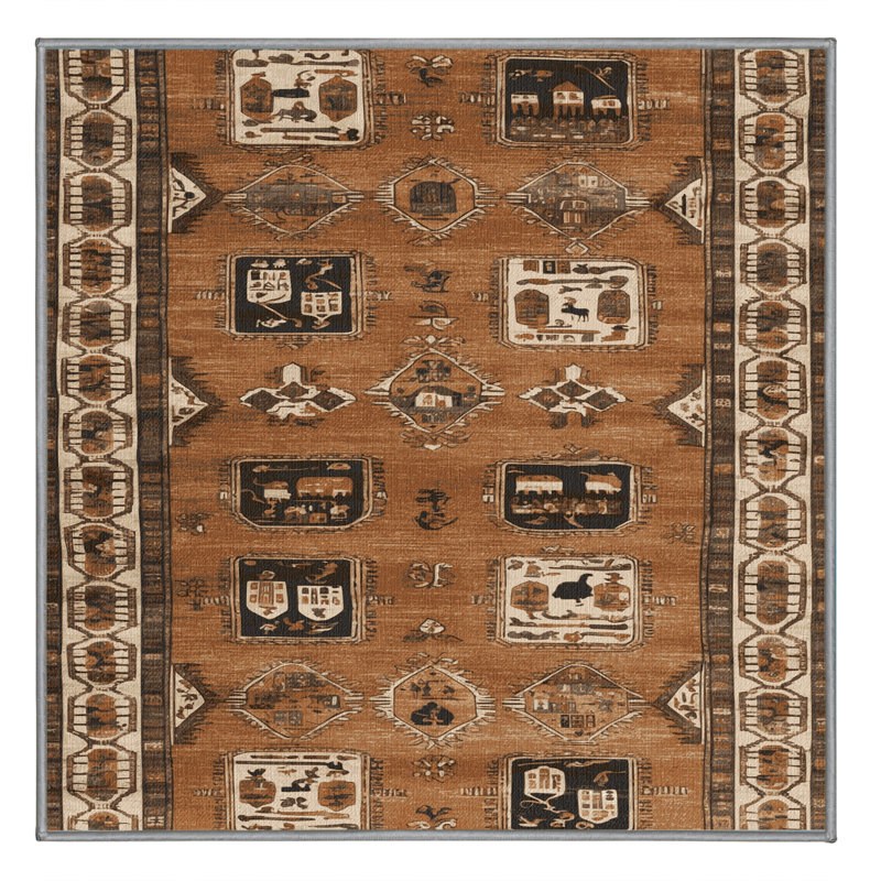 Tapis brun turc lavable à la machine, Carré 3 pi