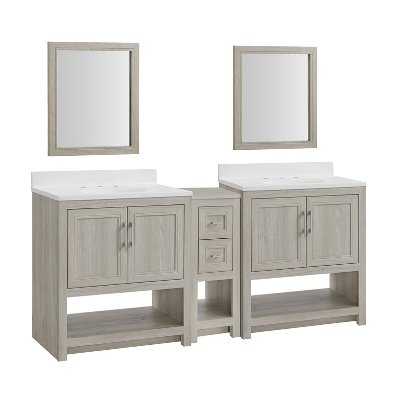 Stovall 73 Inch Double Vanity with Integrated Top and Sink with Mirrors, null