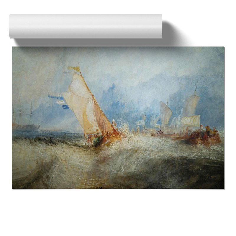 Ship At Sea by Joseph Mallord William Turner - No Frame Painting, 30cm H x 42cm W x 0.1cm D