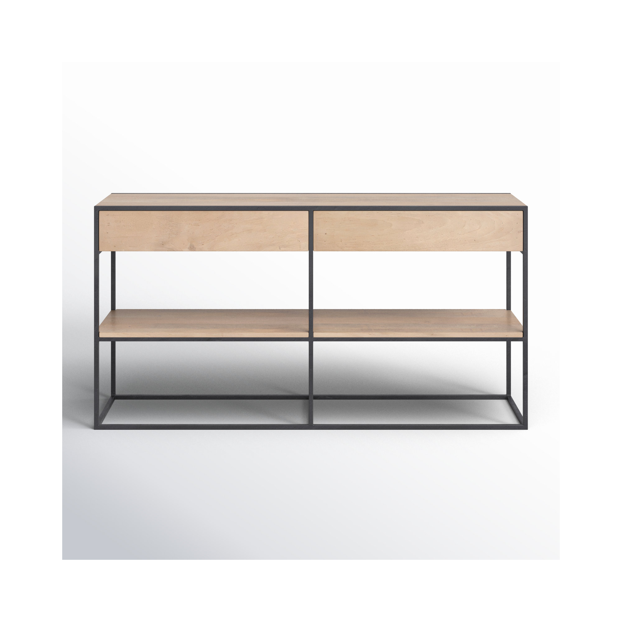 Ophelia 63'' Solid Wood Console Table, Black, Beige