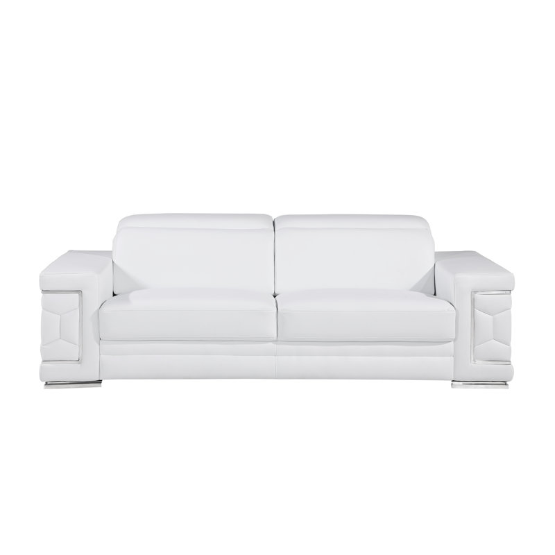 Charliee Genuine Leather Sofa, White