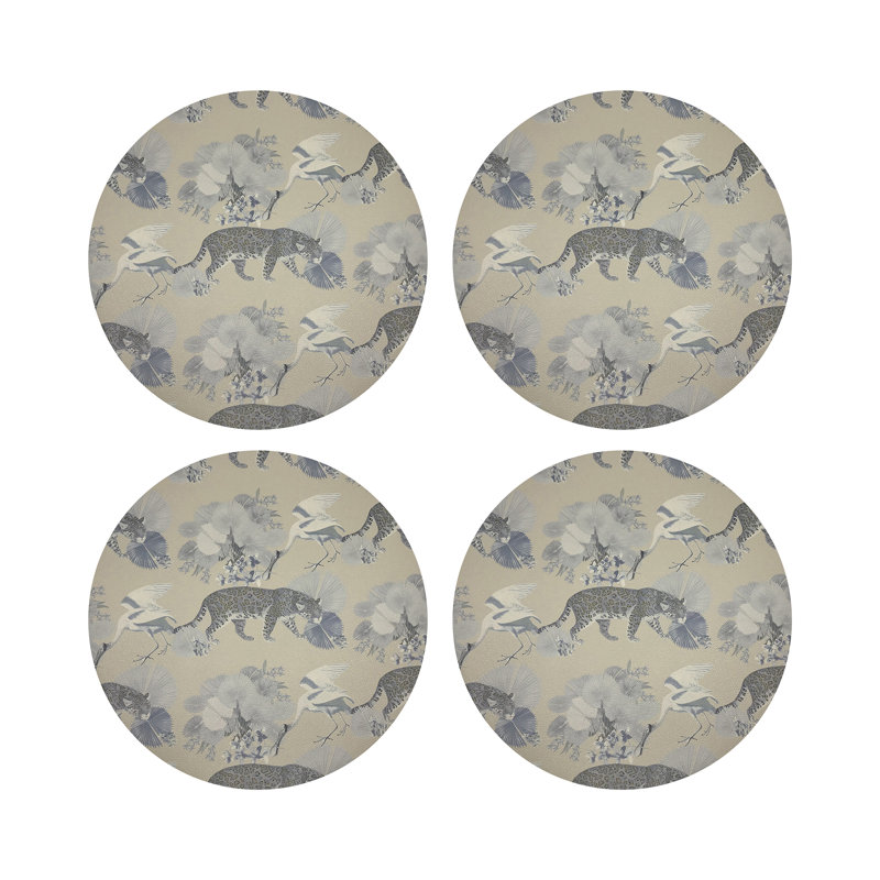 Leopard Walk Pebble 16" Vinyl Placemat, Cream
