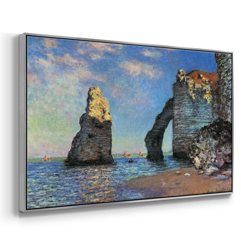 Les falaises rocheuses d'Étretat de Monet, H 25 po x l 37 po x P 2 po, Toile avec cadre argenté