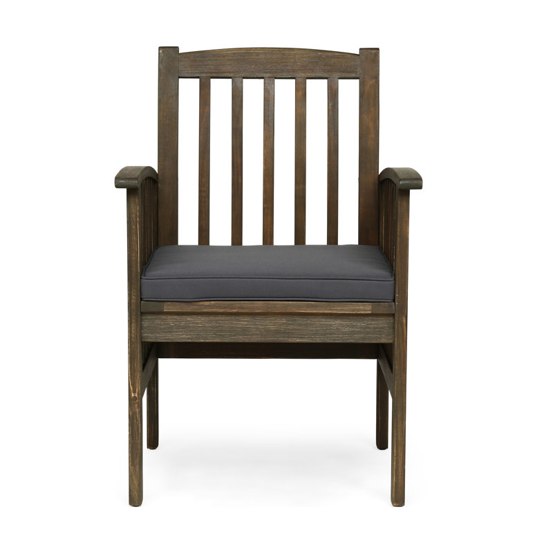 2pcs Wood Dining Chairs With Cushions, And Modern Design Outdoor Chairs, Weather- Cushions Clean Lines