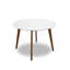 Table de salle à manger Alina avec finition blanche lisse et base en bois de 43 po de diamètre et 29,5 po de hauteur