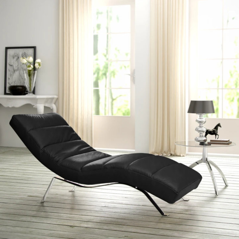 Edena Upholstered Chaise Lounge, Black