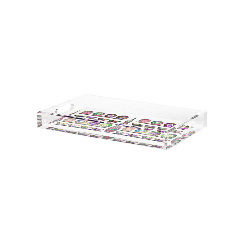 Ceramic Menagerie Acrylic Rectangle Decorative Tray, 12.5"W x 7.75"D x 2"H