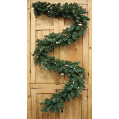 9' Tall Pre-Lit Garland with 150 Warm/Clear/White Lights – Lifelike Artificial Greenery, Perfect for Holiday Decor, Mantels, Staircases, and Christmas Displays