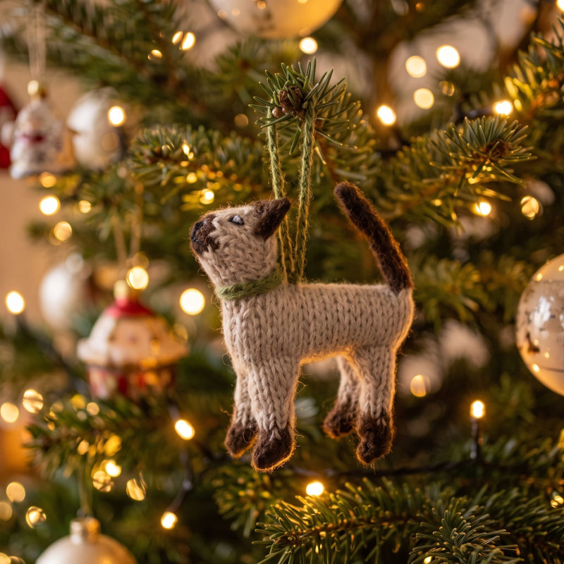 Siamese Cat Christmas Holiday Shaped Ornament