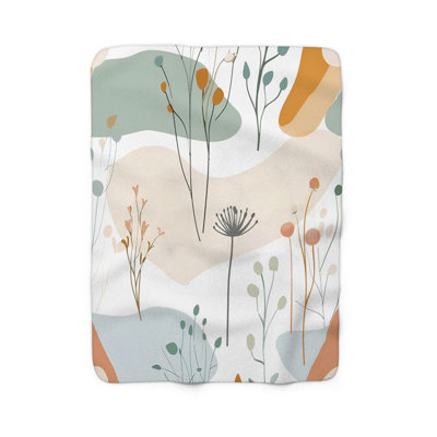 Subtil Meadow Hues - couverture Sherpa de qualité supérieure 1 pièce