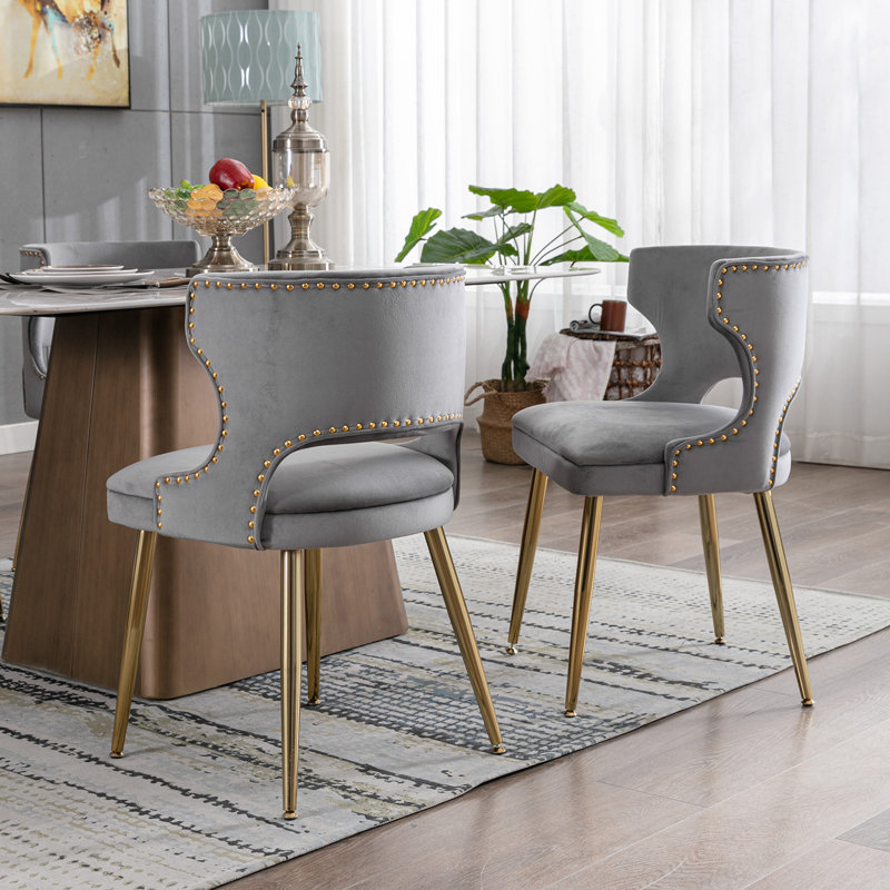 Fauteuil à oreilles en velours khanya, Bleu marine