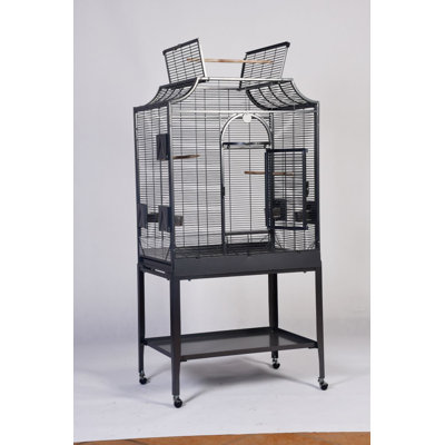 Charlonda 63'' Iron Victorian Top Flight Cage with Wheels