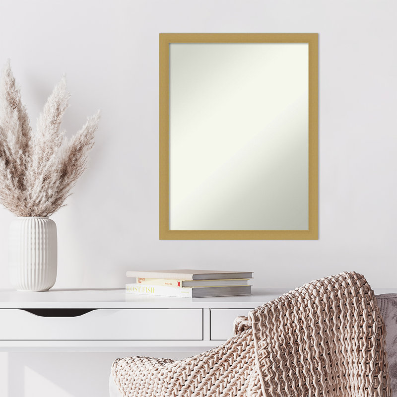 Grace Narrow Non-Beveled Wall Mirror, 26" H x 20" W, Brushed Gold