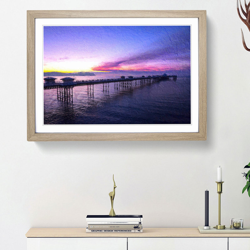 Pier in Llandudno Wales - Framed Print, 27cm H x 36cm W x 2cm D, Oak Framed