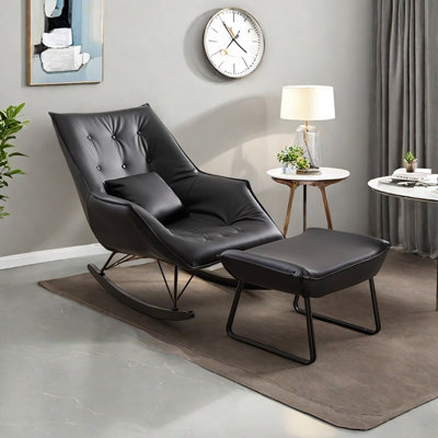 Chaise berçante simple de salon avec repose-pieds