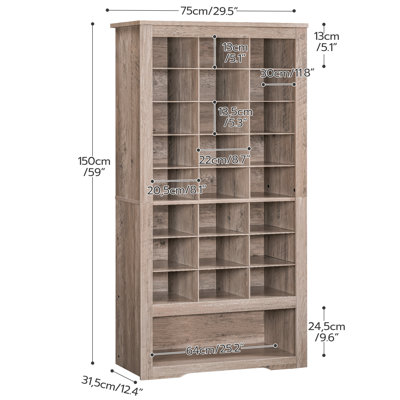 59" H 27-Pair Manufactured Wood Shoe Storage Cabinet