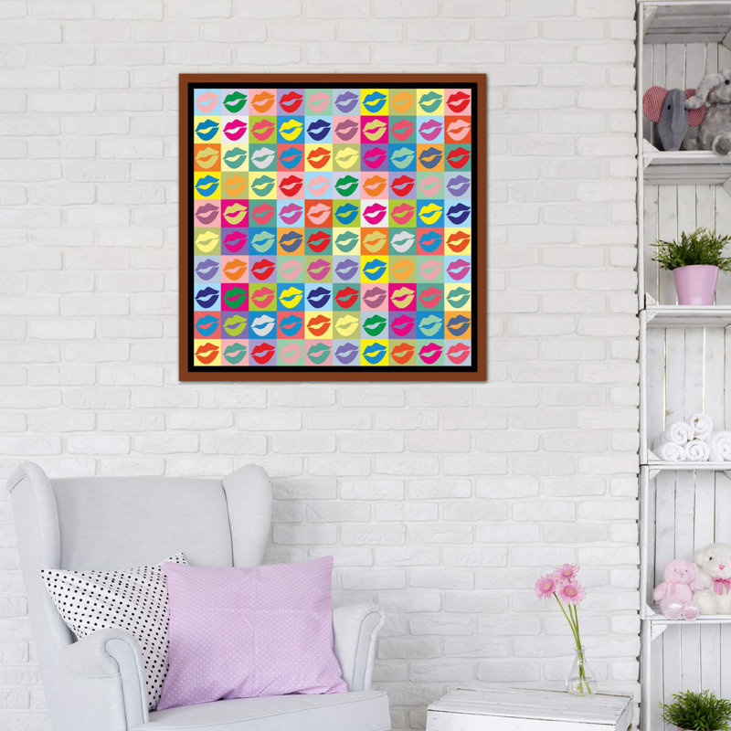 Décoration murale «Many Kisses» pour enfants, Toile classique avec cadre brun, H 37 po x l 37 po x P 1,5 po