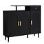 Armoire à chaussures Amma noire avec pieds et tablettes spacieuses-121507024