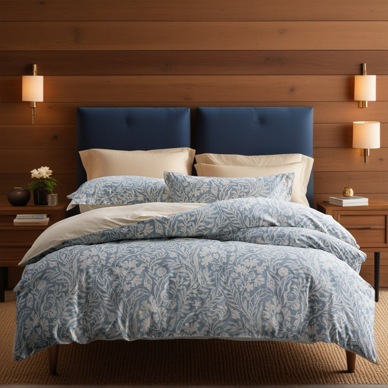 SLEEPBELLA Duvet Cover Queen Size, 600 Thread Count Cotton Grey Branches And Yellow Flower Reversible Comforter Cover