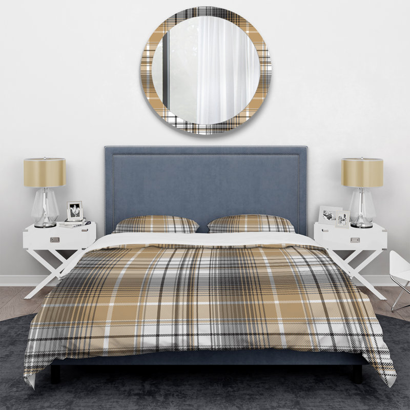 Ensemble de housse de couette en microfibre brun / blanc 3 pièces, Housse de couette simple + 1 taie décorative stan