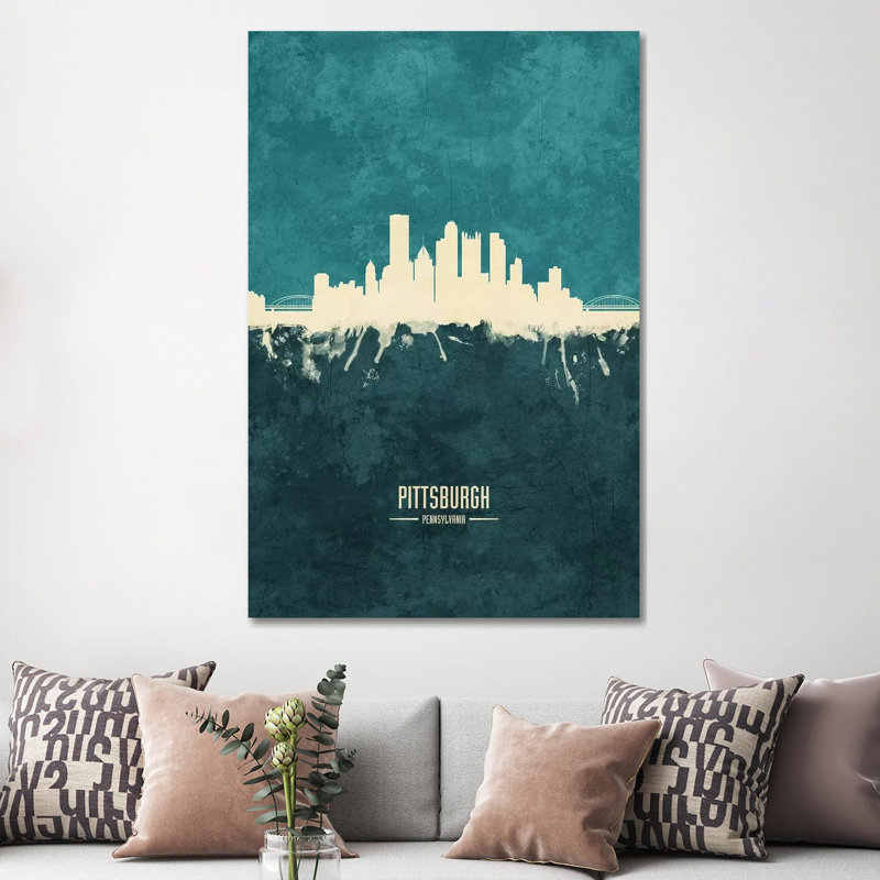Pittsburgh Pennsylvania Skyline by Michael Tompsett - 1 Piece Wrapped Canvas Painting, 152.5 cm H x 101.5 cm W