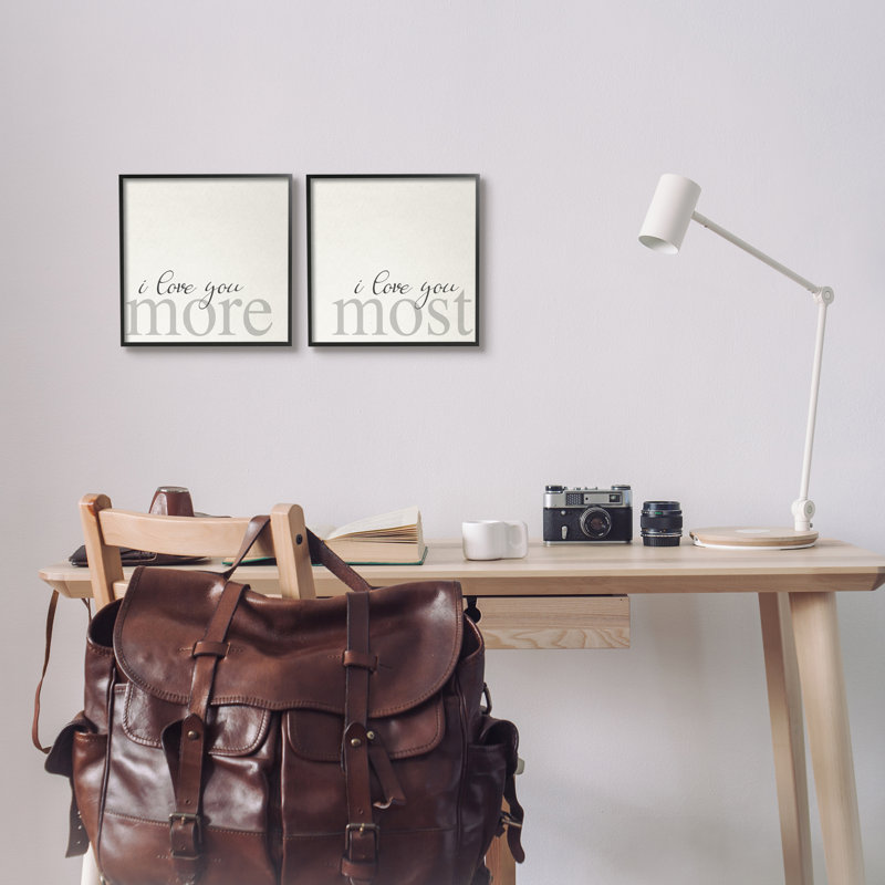 «I Love You More Most Romantic Sentiment» par Daphne Polselli - ensemble de 2 impressions sur toile à cadre flottant