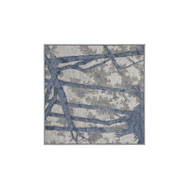 Tapis gris soyeux et moelleux, Carré 6 pi