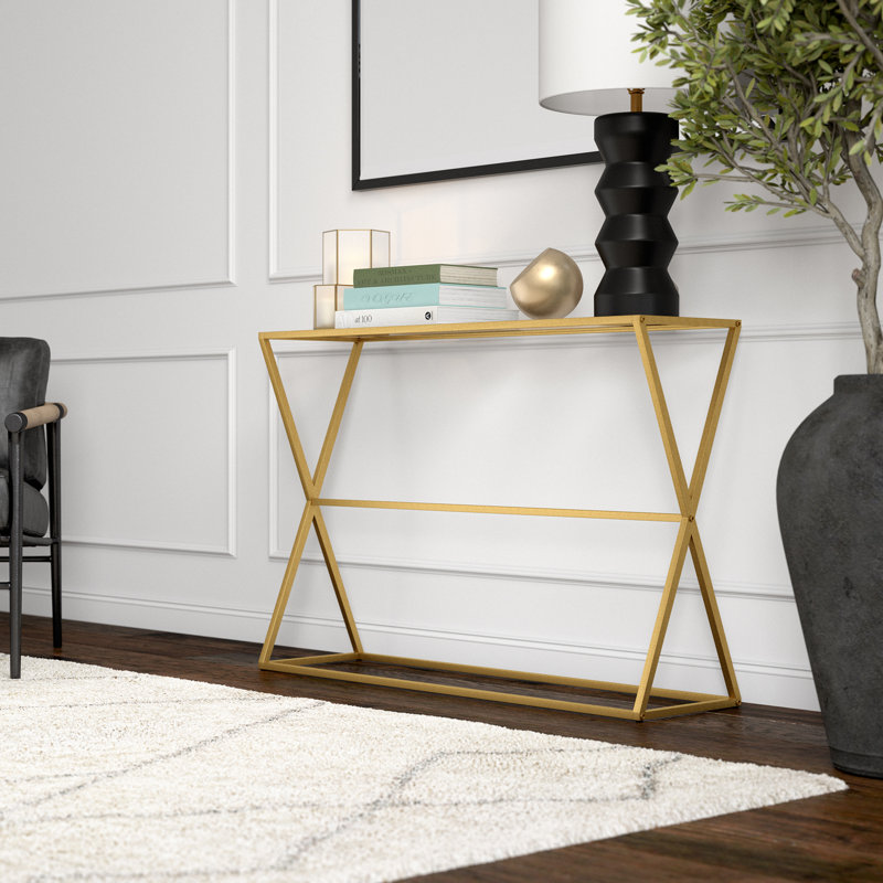 Sabrina 45'' Glass Top Console Table, Brass