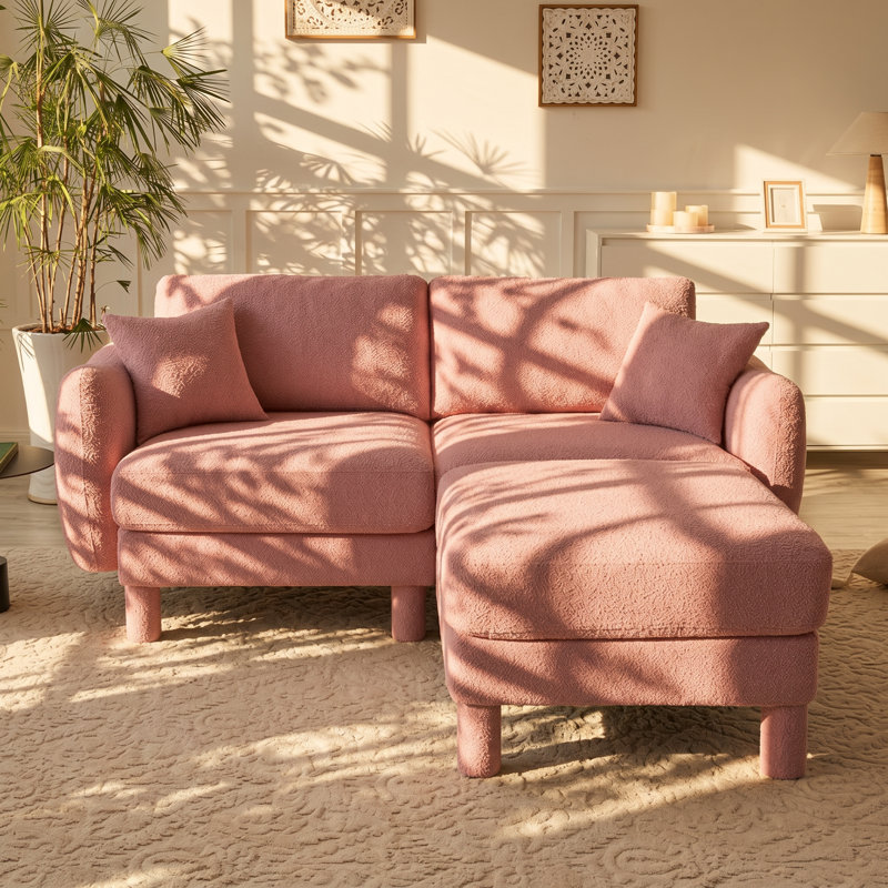 Canapé-lit bouclé Urban, Bouclé rose, Pink