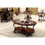 Table de bout contemporaine en cerisier brun avec design orné et poignées de rangement à tablette ouverte