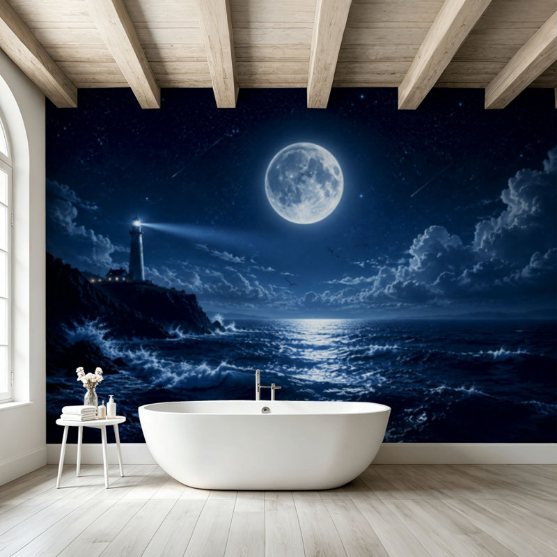 Papier peint adhésif pelez et collez, pleine lune, auto-adhésif et amovible, 99.6" L x 144" W