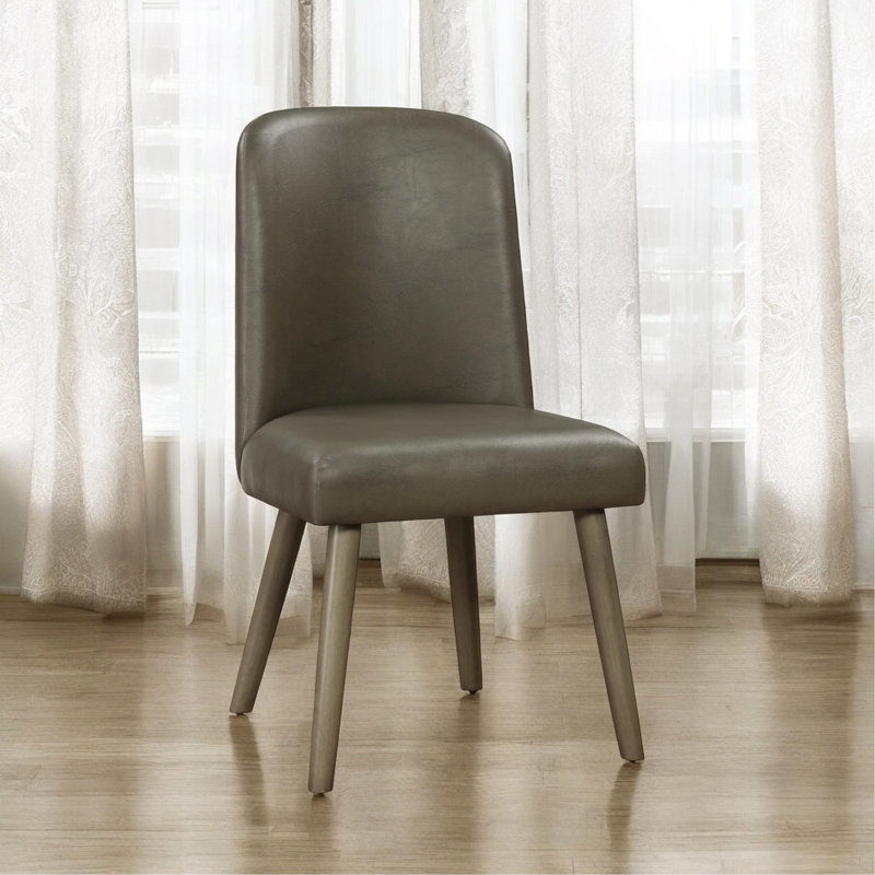 Ensemble de 2 chaises d'appoint Waylon en cuir synthétique gris et finition chêne gris