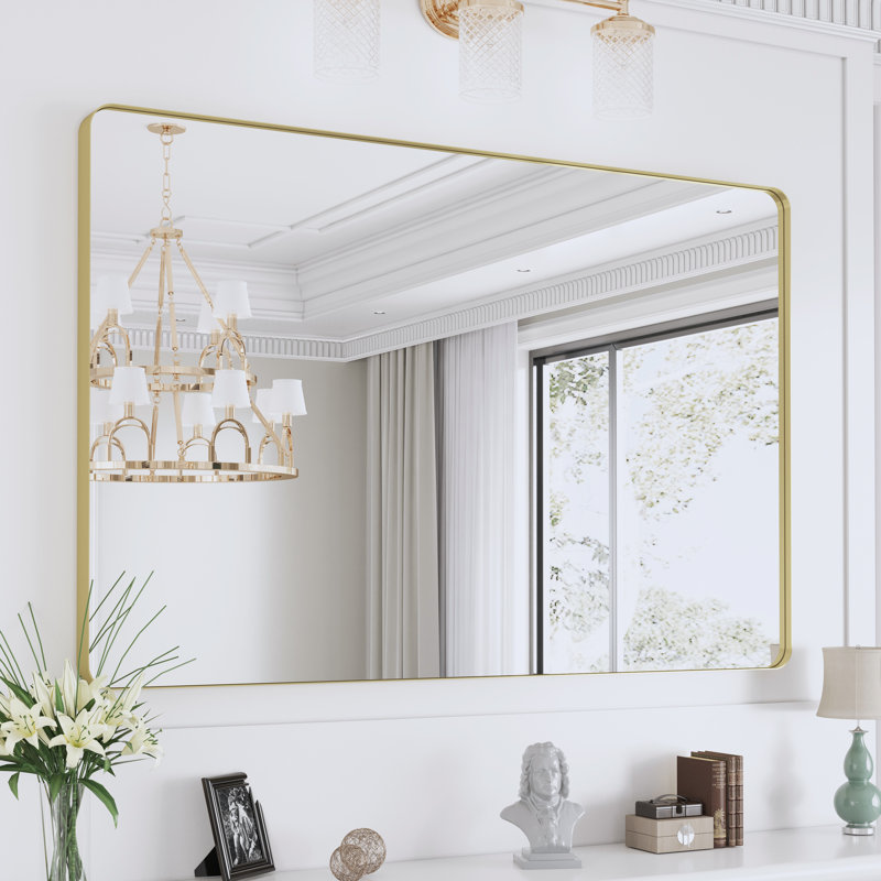 Miroir de salle de bain mural et d'angle Lesamuel, 32 po x 48 po, Doré