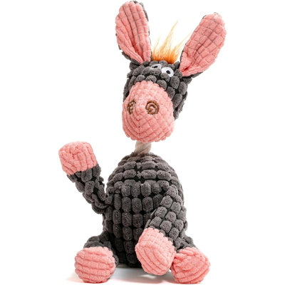 Cute Donkey Squeaky Plush Dog Chew Toy with Soft Cotton Stuffing, Interactive Teething Play Toy for Puppies, Small & Medium Dogs to Relieve Boredom